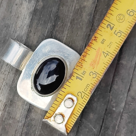 Vintage Sterling Onyx Pendant - Picture 5 of 5